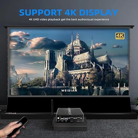 无风扇迷你电脑,工业电脑,迷你电脑 N100(高达 3.4GHz),4K 高清 + VGA 双显示输出,2千兆以太网,4USB,2RS232 COM,Win11,WiFi,BT(8GB RAM 256GB SSD)