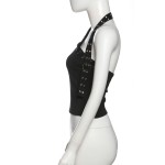 Summer new fashionable women's trendy personalized one-shoulder crop top with rivets and fringed shorts set
