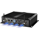 工业迷你电脑,台式无风扇电脑酷睿 i7-5500U 2.4-3.0GHz,Windows 10 Pro,16G 内存,512G 固态硬盘,双局域网,6xCOM RS232,4xUSB 3.0,HDMI/VGA 端口,自动开机 ,全金属 al Case