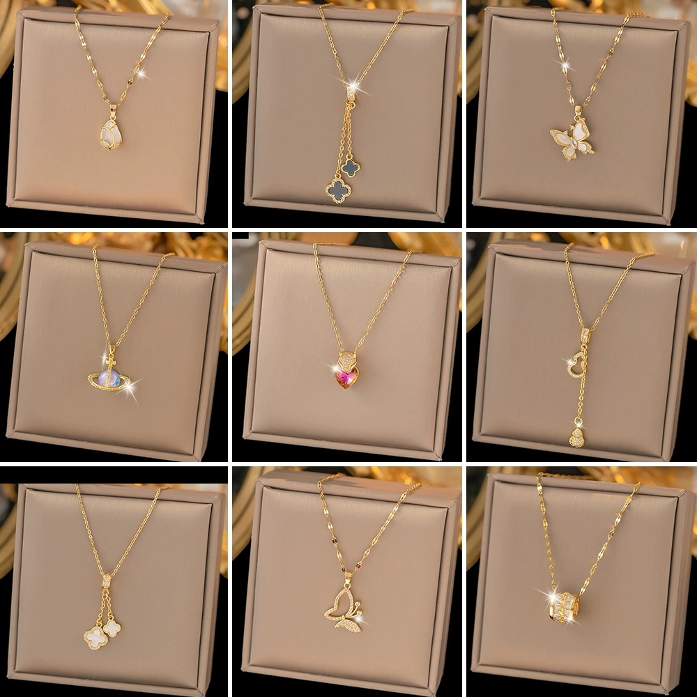Non-fading titanium steel necklace for women, unique small-batch design, internet celebrity temperament, lively and shining, ins simple copper pendant